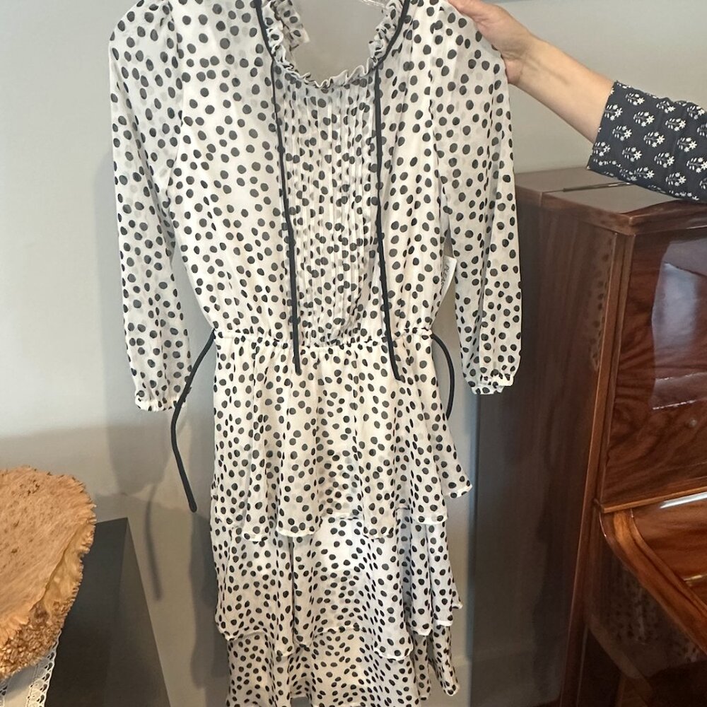 Eva Mendes Black and White Polka Dot Dress